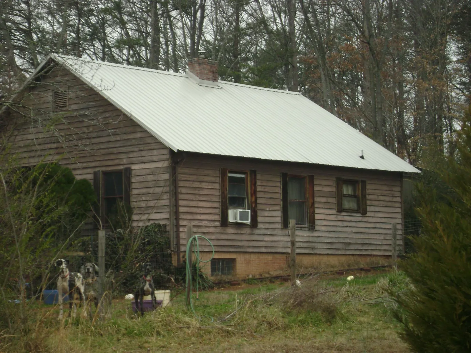 White metal roof on an old wood sided farmhouse, from a Metal Roof Installation job in Rossiter